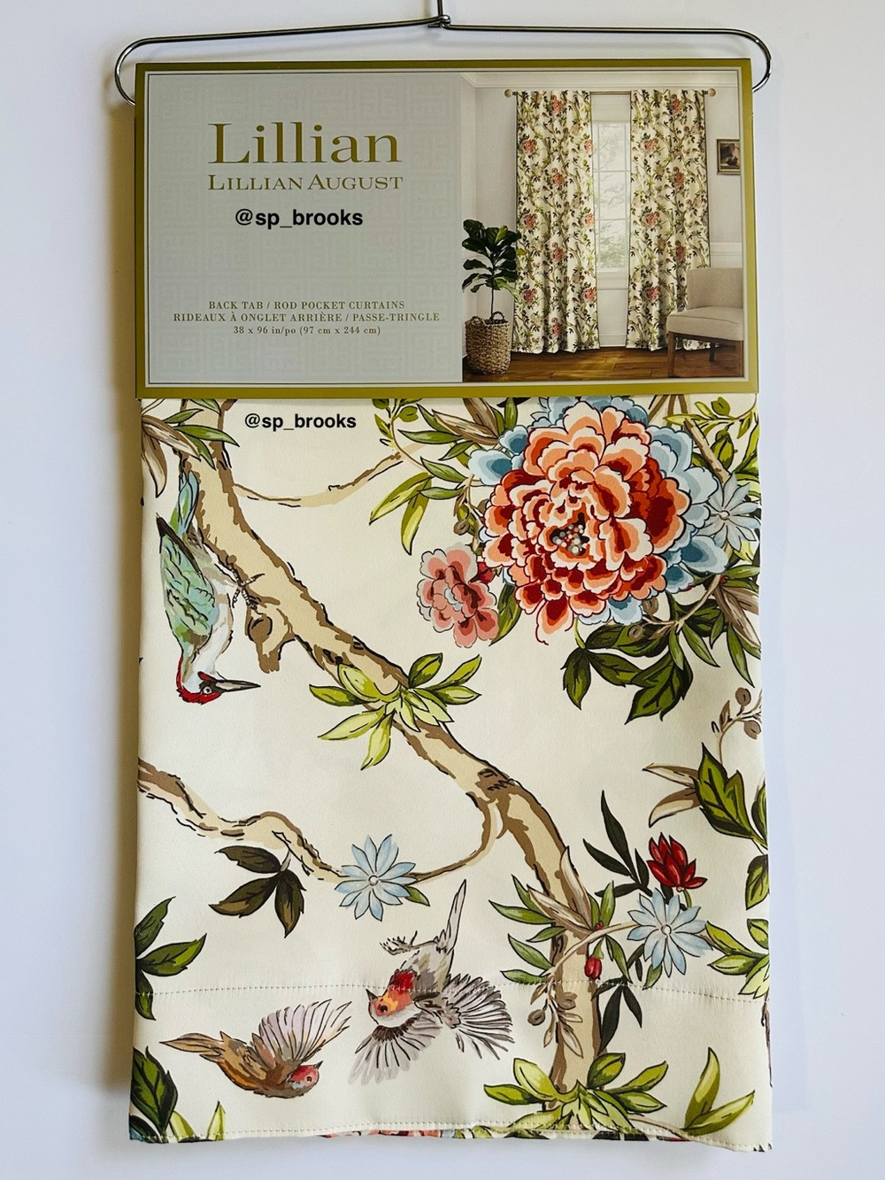 🎁2PC Lillian August Back Tab Rod Pocket Curtains - 38” x 96” - Multi